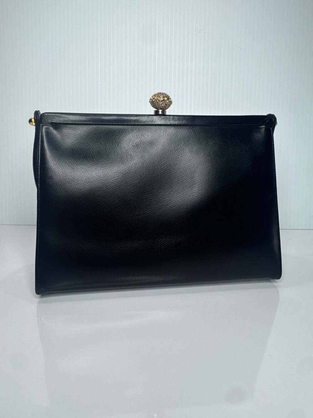 Vintage Coblentz Original Black Leather Designer Handbag with Jeweled Ornate Cla - Picture 2 of 9
